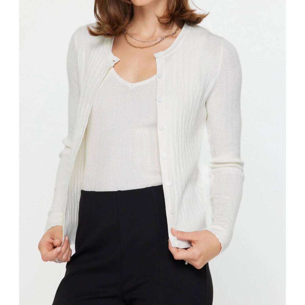 NEW CURRENT AIR ribbed tank & cardigan set in white